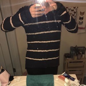 Blue and cream striped sweater